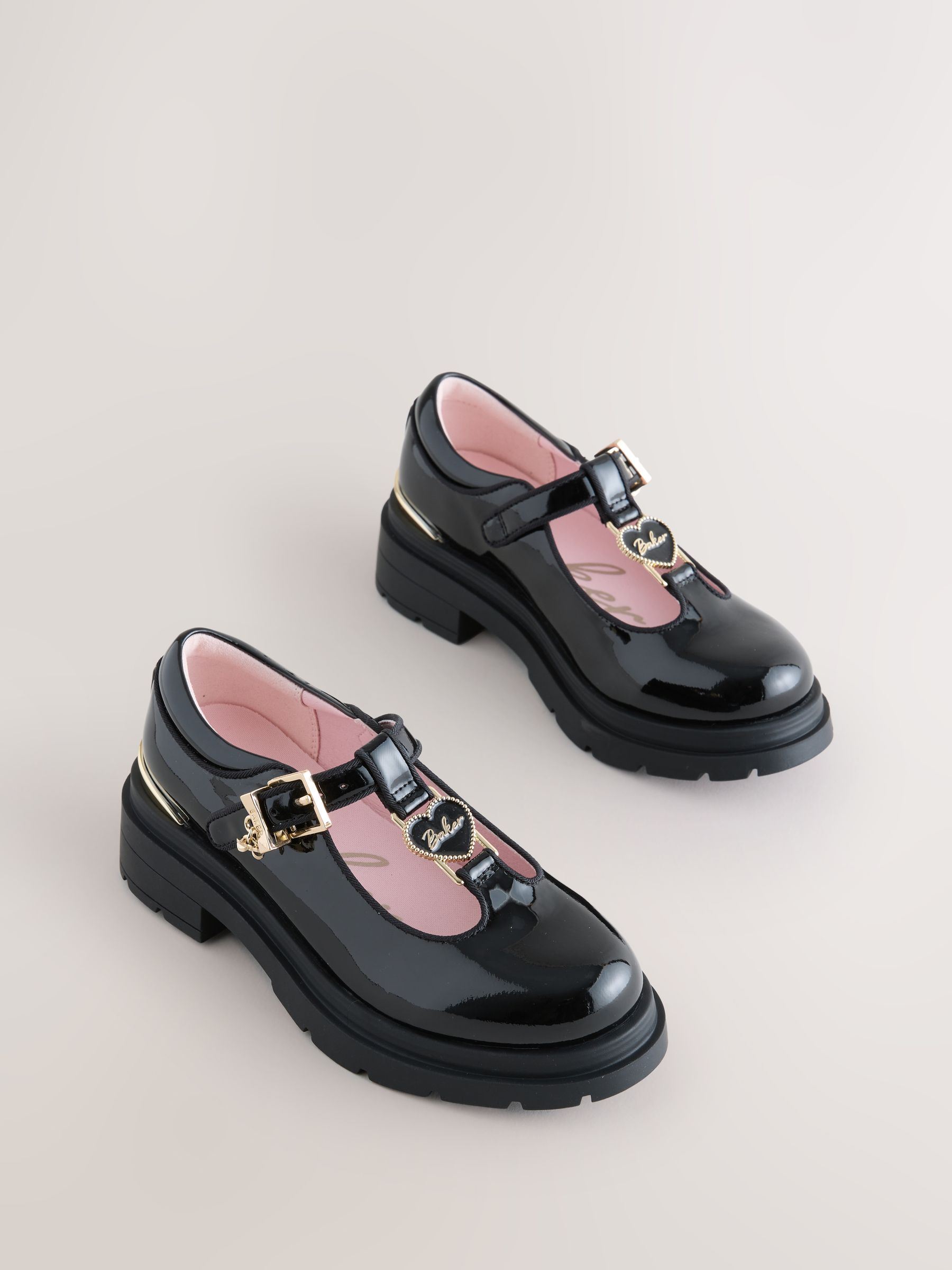 Baker by Ted Baker Back to School Black  Patent T-Bar Chunky Mary Jane Shoes