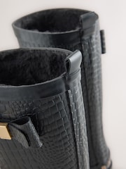 Baker by Ted Baker Faux Fur Lined Croc Welly Boots with Bow - სურათი 6 7-დან