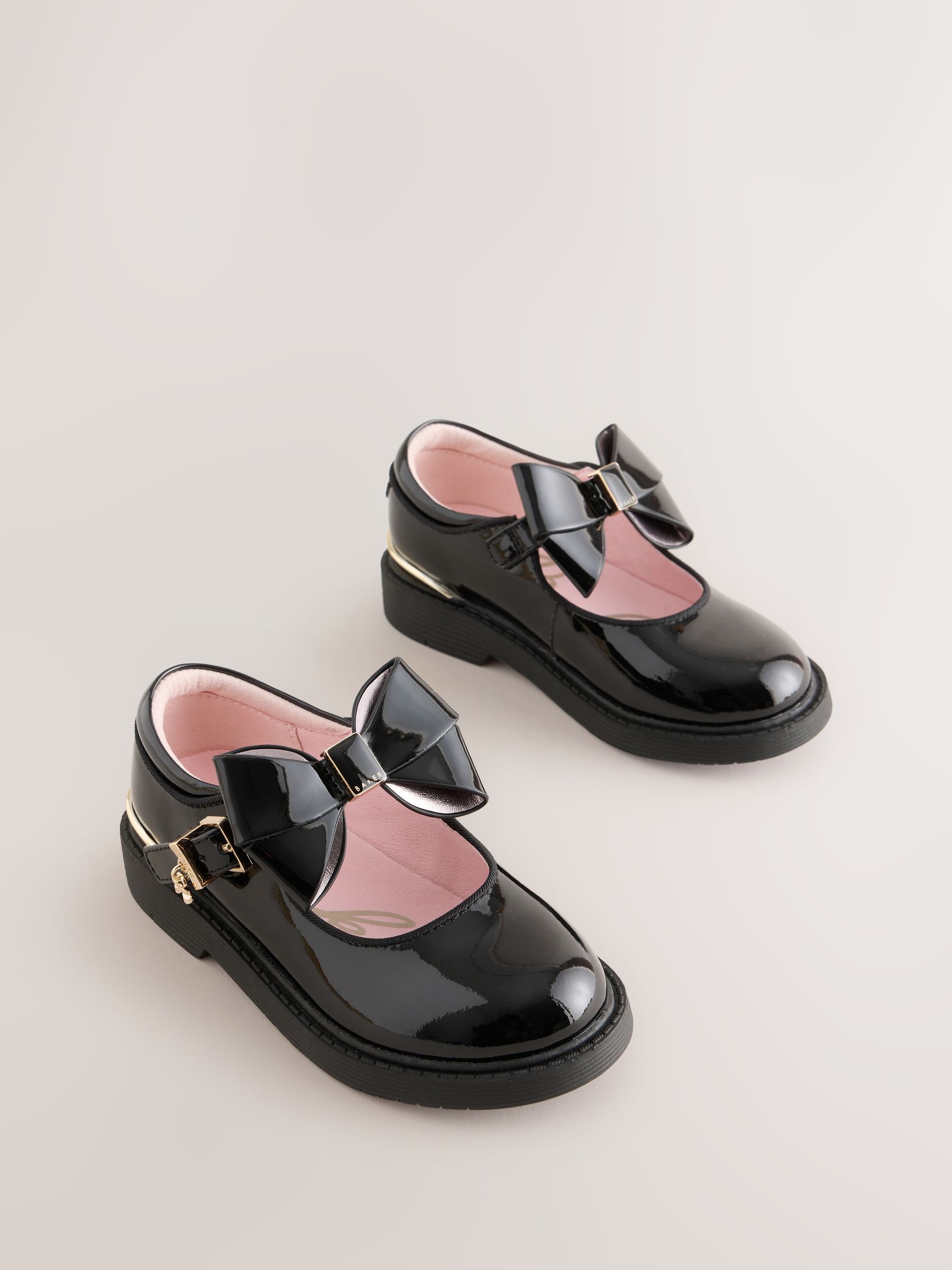 Baker by Ted Baker Back to School Black Chunky Mary Jane Shoes with Bow view 1