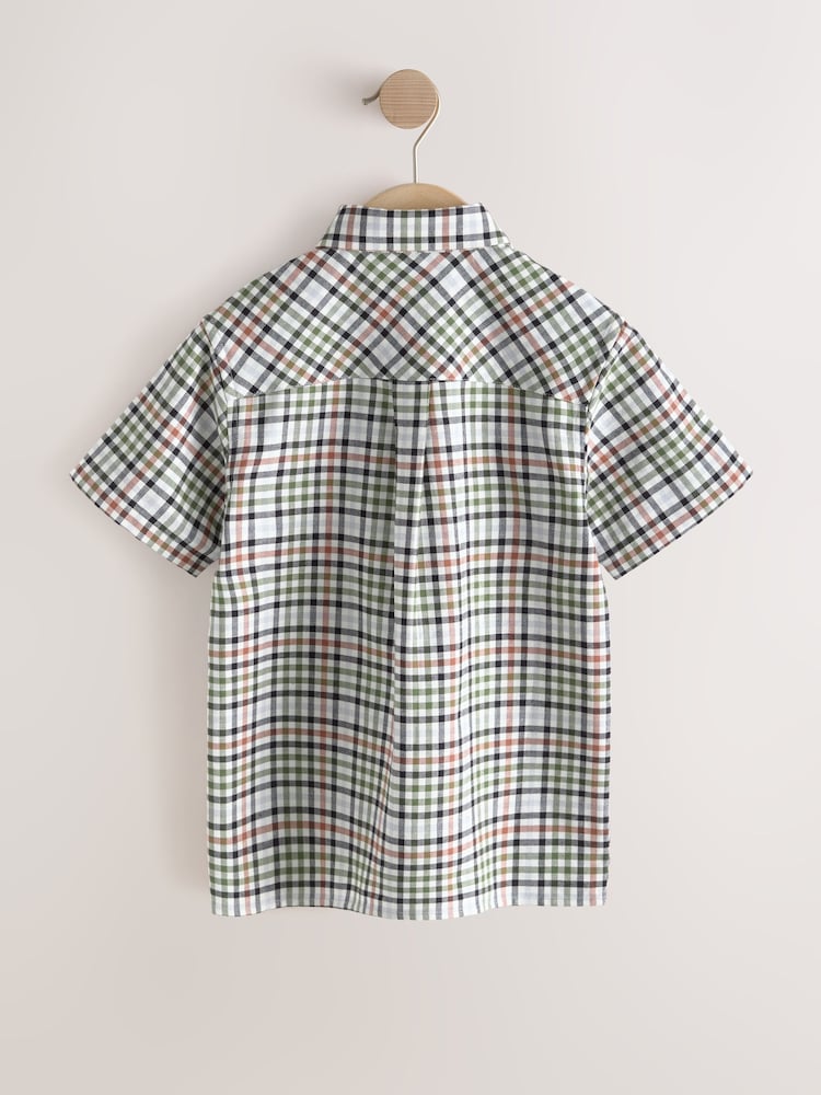 Ecru Gingham Check Short Sleeve Smart Shirt (3-16yrs) - Image 2 of 4