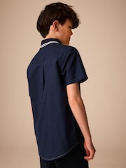 Tan/Navy Splice Short Sleeve Smart Shirt (3-16yrs) - Image 3 of 4