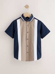 Tan/Navy Splice Short Sleeve Smart Shirt (3-16yrs) - Image 5 of 8