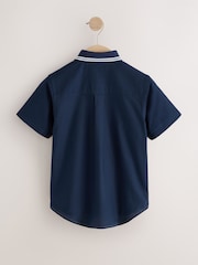 Tan/Navy Splice Short Sleeve Smart Shirt (3-16yrs) - Image 6 of 8