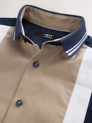 Tan/Navy Splice Short Sleeve Smart Shirt (3-16yrs) - Image 7 of 8