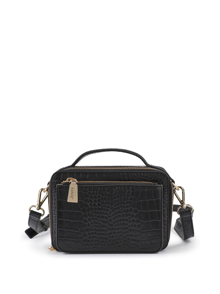 Jones Bootmaker Black Red Waldorf Leather Zip Up Handbag - Image 2 of 4 Jones Bootmaker Black Red Waldorf Leather Zip Up Handbag - Image 2 of 4