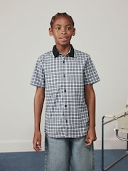 Navy Gingham Short Sleeve Smart Shirt (3-16yrs) - Image 1 of 8