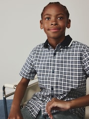 Navy Gingham Short Sleeve Smart Shirt (3-16yrs) - Image 4 of 8