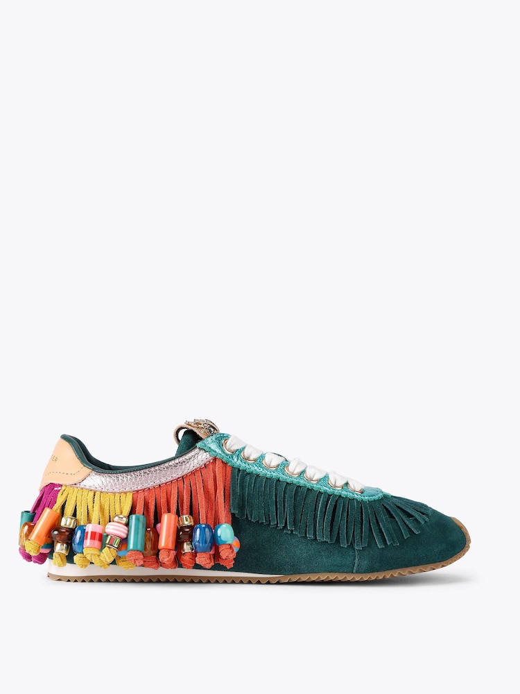 Kurt Geiger London Pink Islington Beaded Tassel Trainers - Image 1 of 4 Kurt Geiger London Pink Islington Beaded Tassel Trainers - Image 1 of 4