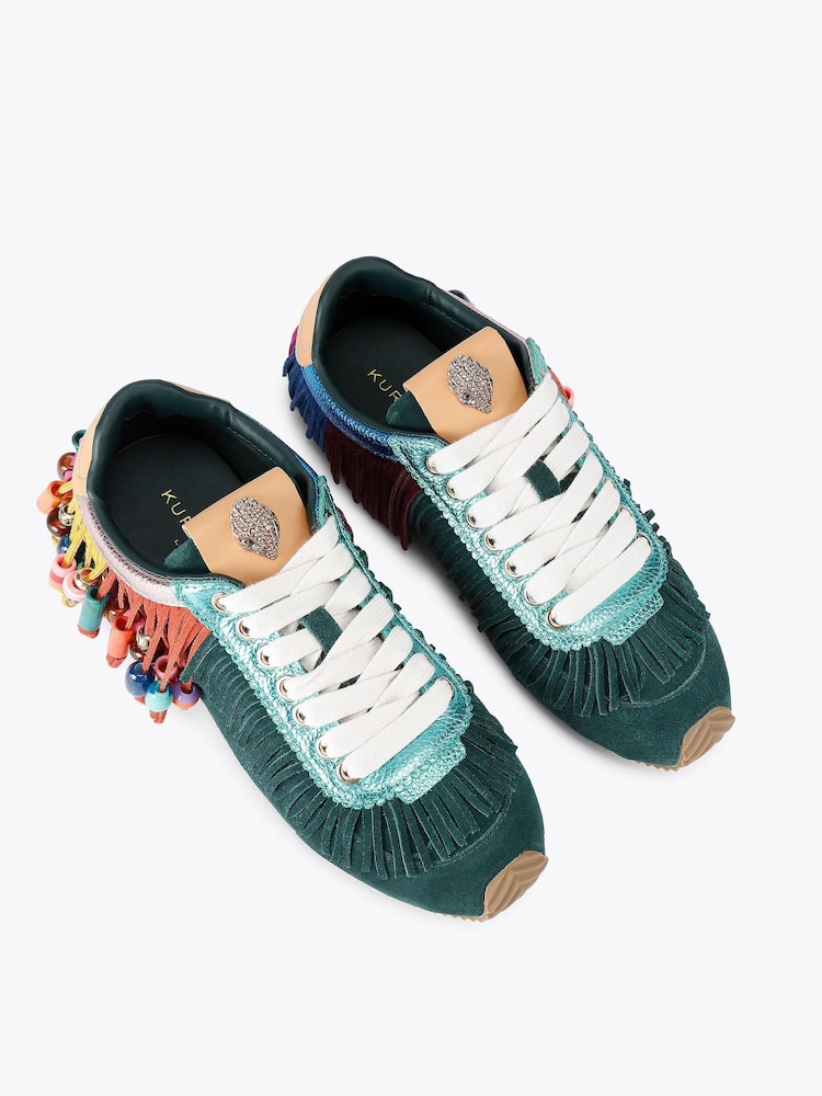 Kurt Geiger London Pink Islington Beaded Tassel Trainers - Image 2 of 4 Kurt Geiger London Pink Islington Beaded Tassel Trainers - Image 2 of 4