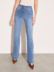 Friends Like These Hourglass High Waist Pocket Flare Jeans - 4的图像2｝