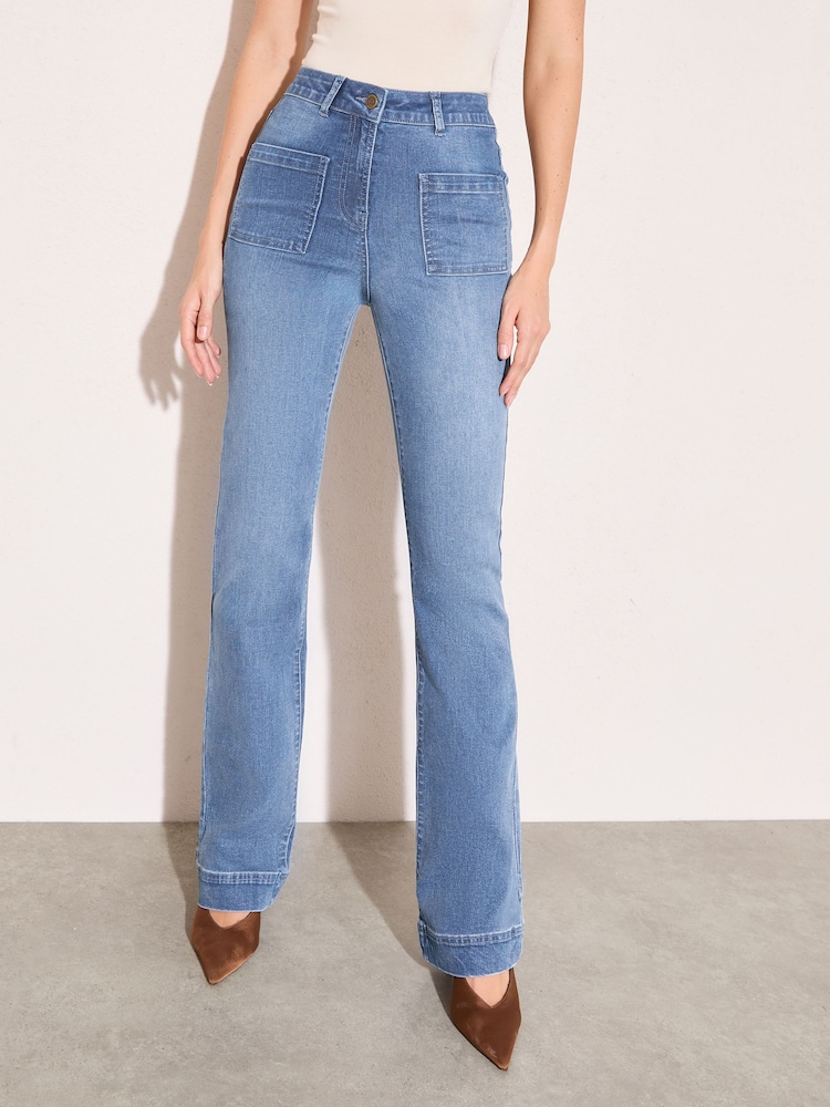 Friends Like These Hourglass High Waist Pocket Flare Jeans - 4的图像2｝