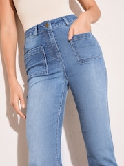 Friends Like These Hourglass High Waist Pocket Flare Jeans - 4的图像3｝