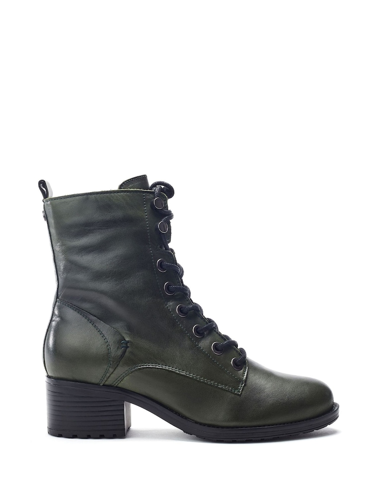 Moda in Pelle Green Bezzy Lace Up Casual Boots - Image 1 of 4 Moda in Pelle Green Bezzy Lace Up Casual Boots - Image 1 of 4