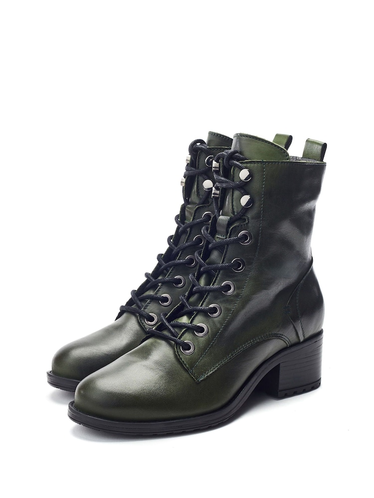 Moda in Pelle Green Bezzy Lace Up Casual Boots - Image 2 of 4 Moda in Pelle Green Bezzy Lace Up Casual Boots - Image 2 of 4
