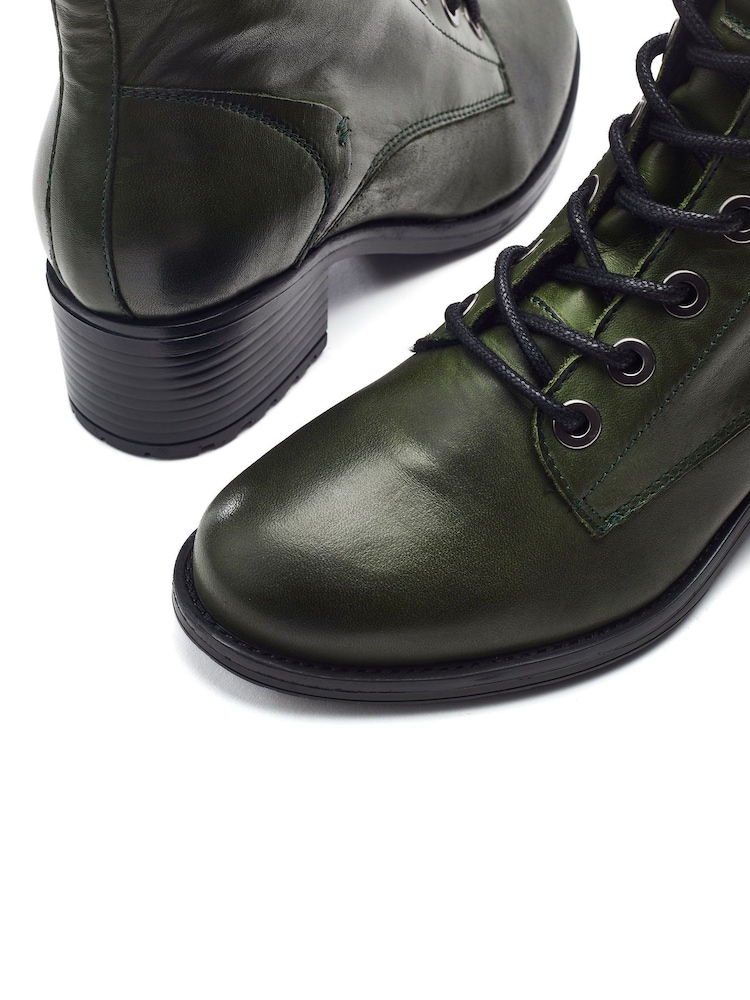 Moda in Pelle Green Bezzy Lace Up Casual Boots - Image 4 of 4 Moda in Pelle Green Bezzy Lace Up Casual Boots - Image 4 of 4
