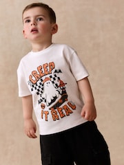 White/Black Halloween Printed - Short Sleeve Halloween Shirt and T-Shirt Set (3mths-7yrs) - Larawan 2 ng 4