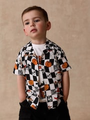 White/Black Halloween Printed - Short Sleeve Halloween Shirt and T-Shirt Set (3mths-7yrs) - Larawan 4 ng 4