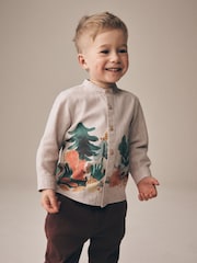 Neutral Forest Scene Long Sleeve Grandad Collar Scene Printed Shirt (3mths-10yrs) - Image 1 of 8