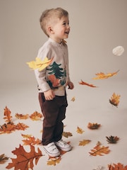 Neutral Forest Scene Long Sleeve Grandad Collar Scene Printed Shirt (3mths-10yrs) - Image 4 of 8