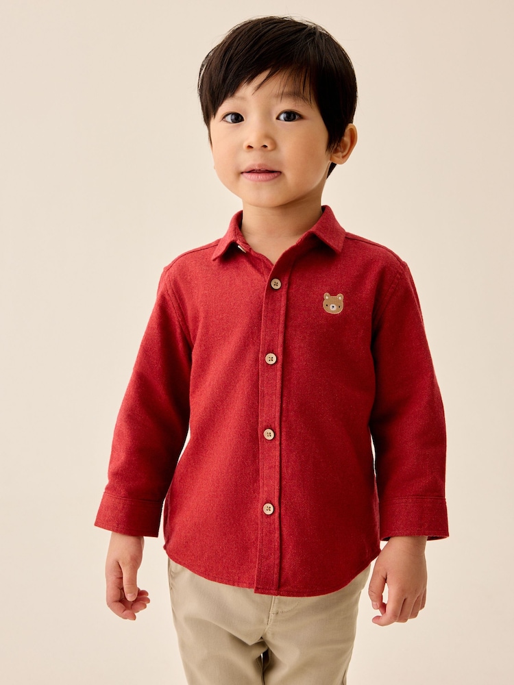 Red Long Sleeve Melange Brushed Character Shirt (3mths-7yrs) - Image 1 of 4