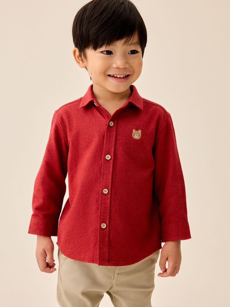 Red Long Sleeve Melange Brushed Character Shirt (3mths-7yrs) - Image 2 of 4