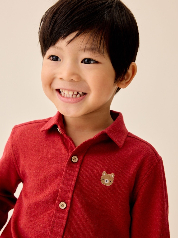 Red Long Sleeve Melange Brushed Character Shirt (3mths-7yrs) - Image 4 of 4