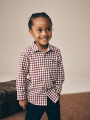 Red/Ecru Gingham Check Bear Long Sleeve Character Shirt (3mths-7yrs) - Image 1 of 8