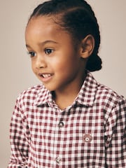 Red/Ecru Gingham Check Bear Long Sleeve Character Shirt (3mths-7yrs) - Image 4 of 8