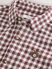 Red/Ecru Gingham Check Bear Long Sleeve Character Shirt (3mths-7yrs) - Image 8 of 8