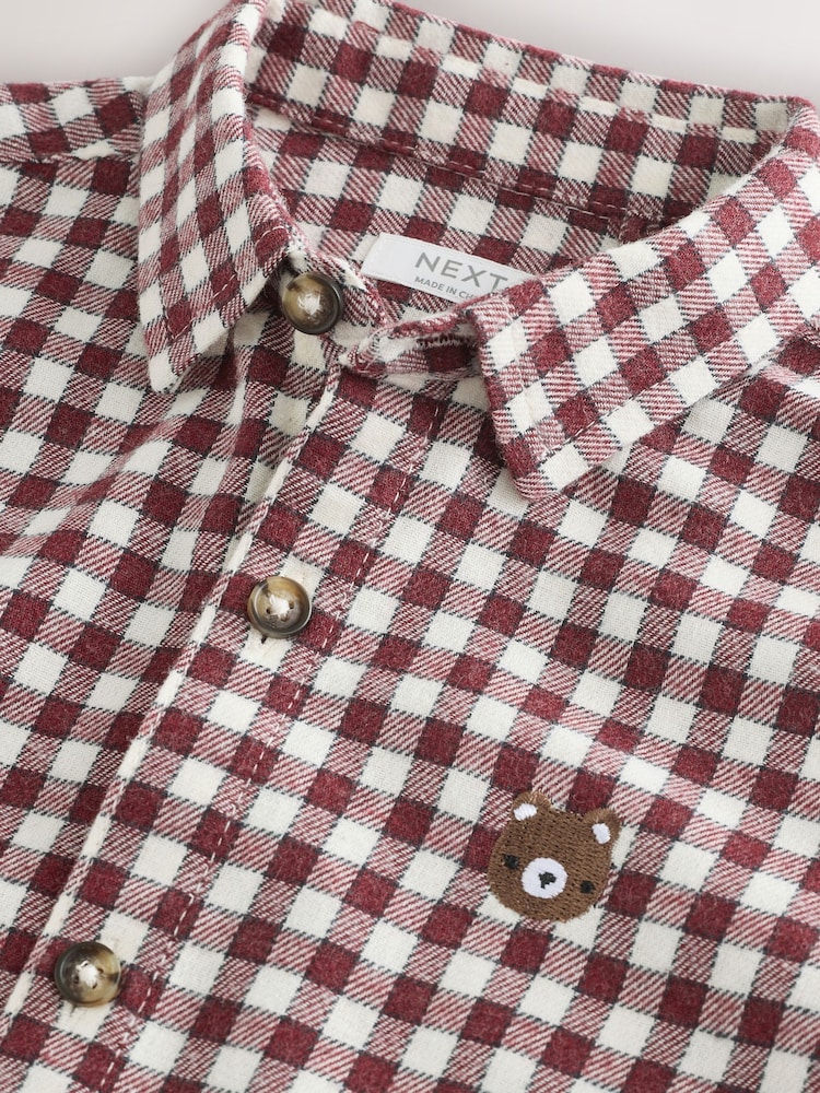 Red/Ecru Gingham Check Bear Long Sleeve Character Shirt (3mths-7yrs) - Image 8 of 8