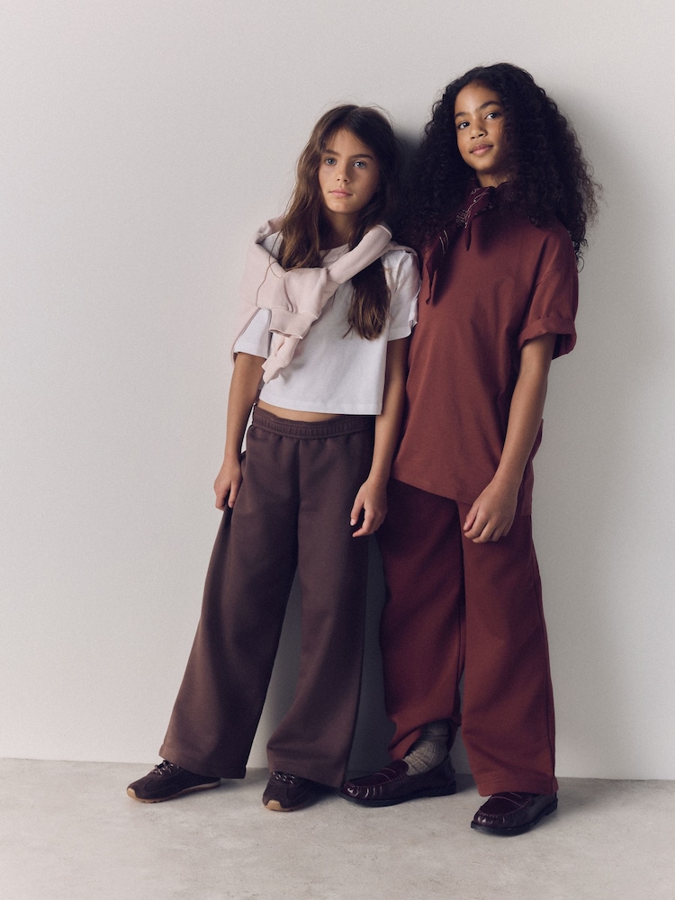 The Set 4 Pack Sweat Wide Leg Joggers Brown/Cream/Red/Pink - Image 2 of 5