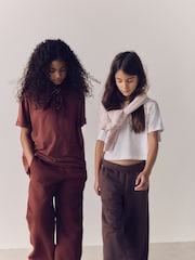 The Set 4 Pack Sweat Wide Leg Joggers Brown/Cream/Red/Pink - Image 4 of 5