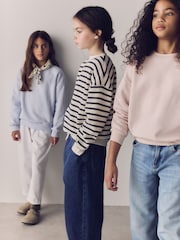 The Set 3 Pack Jersey Crew Neck Sweat Tops Blue/Pink/Stripe - Image 1 of 5