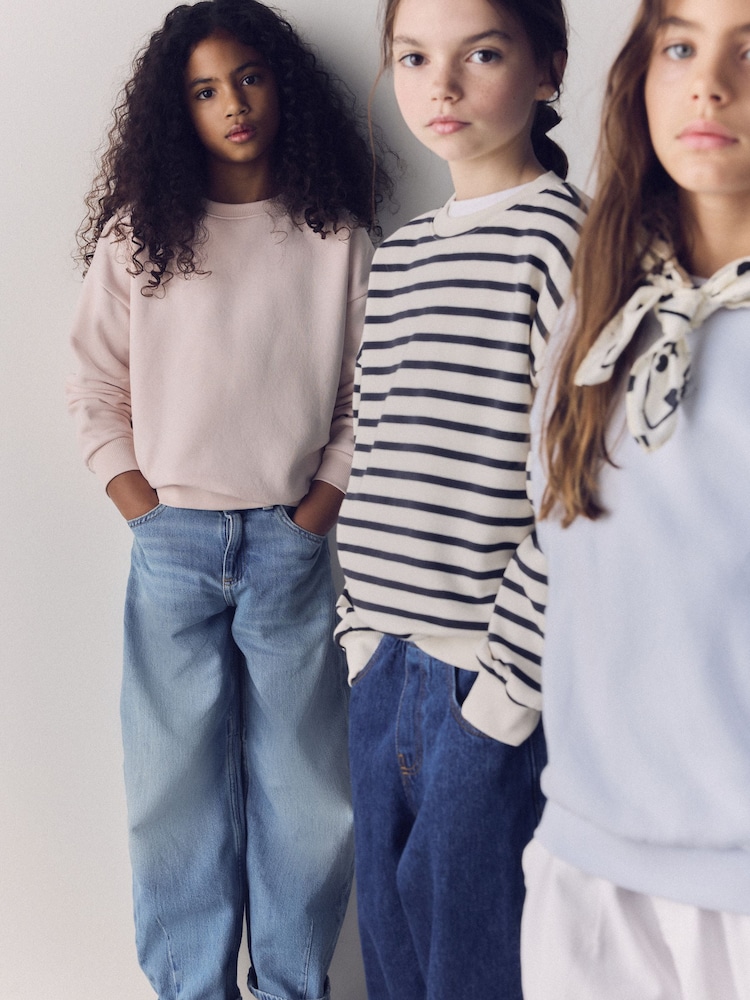 The Set 3 Pack Jersey Crew Neck Sweat Tops Blue/Pink/Stripe - Image 5 of 5