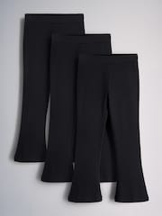 The Set 3 Pack Ribbed Flare Leggings Black - Image 1 of 6