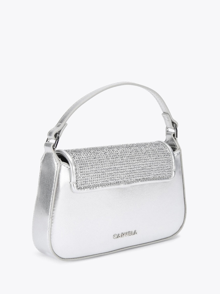 Carvela Silver Chiara Bow Clutch Bag - Image 1 of 4 Carvela Silver Chiara Bow Clutch Bag - Image 1 of 4