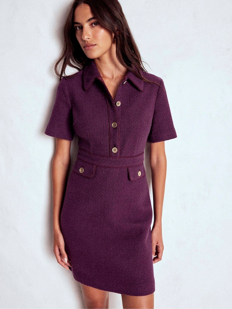Boden Purple Eda Cotton Shift Dress - Image 1 of 4 Boden Purple Eda Cotton Shift Dress - Image 1 of 4
