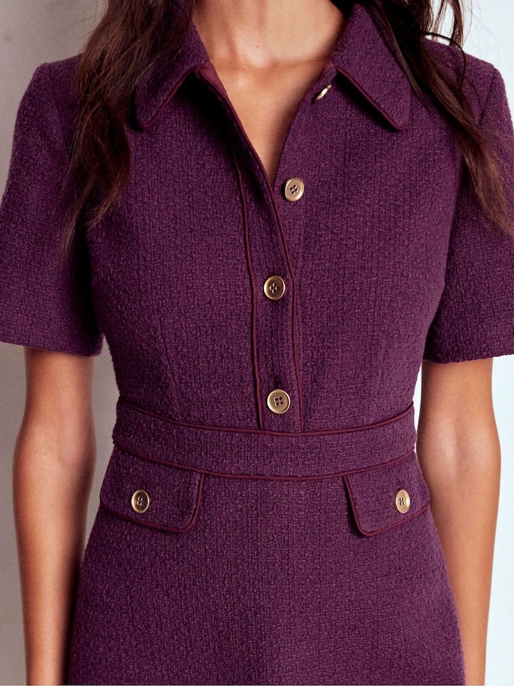 Boden Purple Eda Cotton Shift Dress - Image 2 of 4 Boden Purple Eda Cotton Shift Dress - Image 2 of 4