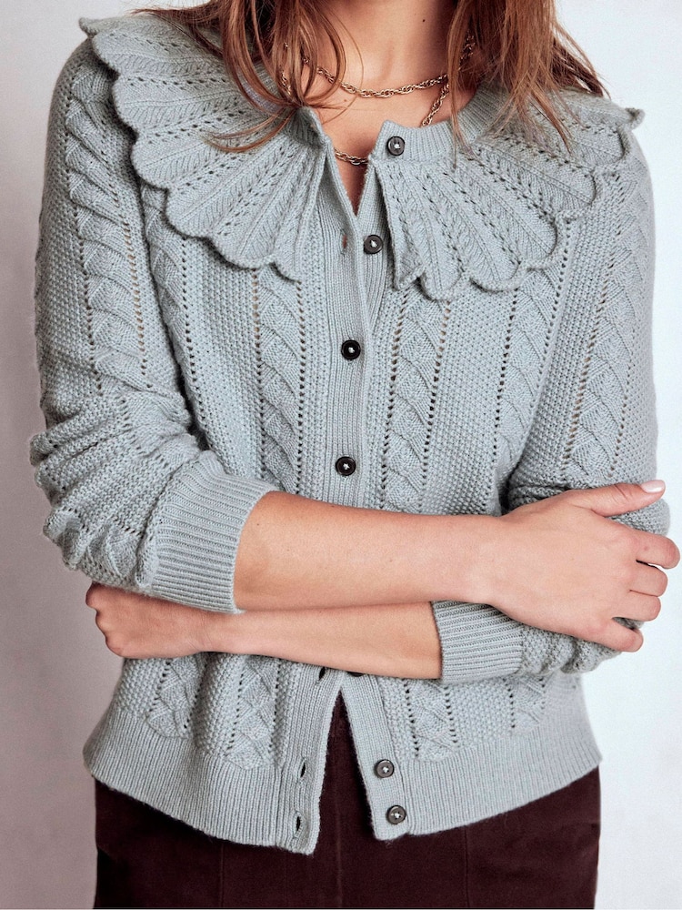 Boden Blue Scallop Collar Cardigan - Image 2 of 7 Boden Blue Scallop Collar Cardigan - Image 2 of 7