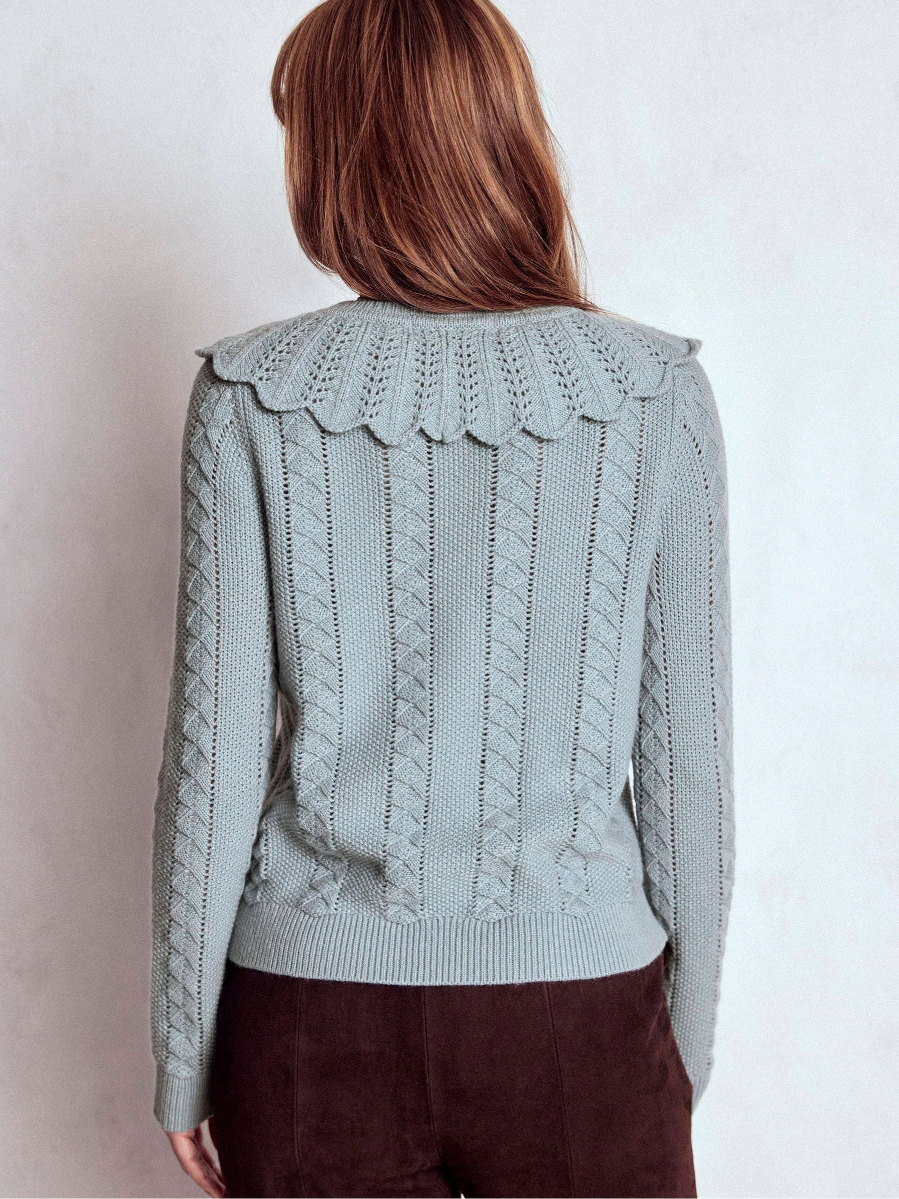 Buy Boden Blue Scallop Collar Cardigan from Next USA