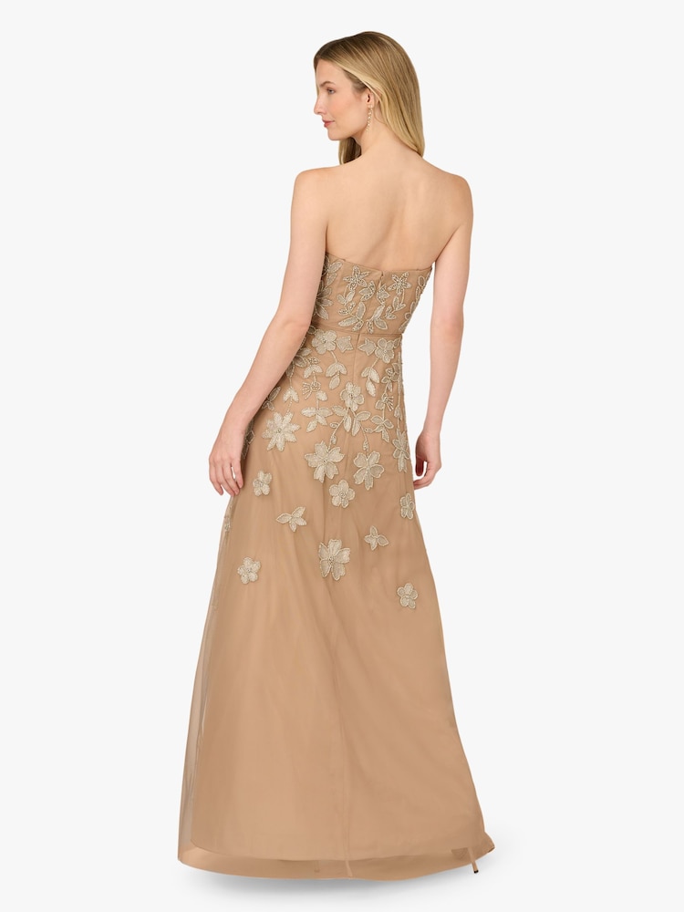 Adrianna Papell Strapless Beaded Mesh Dress - صورة 2 من 6 Adrianna Papell Strapless Beaded Mesh Dress - صورة 2 من 6