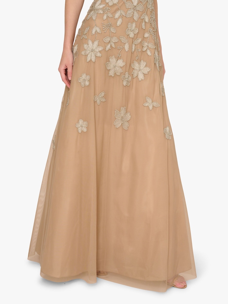 Adrianna Papell Strapless Beaded Mesh Dress - صورة 6 من 6 Adrianna Papell Strapless Beaded Mesh Dress - صورة 6 من 6