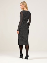 M&Co Black Petite Gold Glitter Knot Front Dress - Image 2 of 4