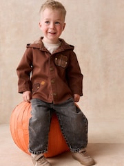 Brown Pumpkin Long Sleeve Hooded Overshirt (3mths-7yrs) - Image 1 of 5