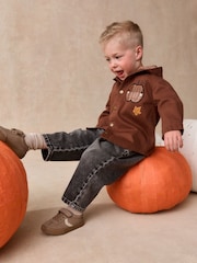 Brown Pumpkin Long Sleeve Hooded Overshirt (3mths-7yrs) - Image 2 of 5