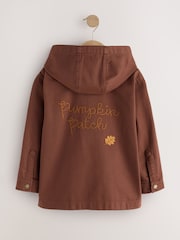 Brown Pumpkin Long Sleeve Hooded Overshirt (3mths-7yrs) - Image 7 of 9
