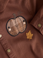 Brown Pumpkin Long Sleeve Hooded Overshirt (3mths-7yrs) - Image 8 of 9