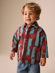 Red/Blue Striped All Over Print Tomato Twill Printed Overshirt (3mths-7yrs) - Image 2 of 8