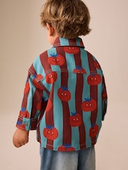 Red/Blue Striped All Over Print Tomato Twill Printed Overshirt (3mths-7yrs) - Image 3 of 8