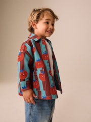 Red/Blue Striped All Over Print Tomato Twill Printed Overshirt (3mths-7yrs) - Image 4 of 8